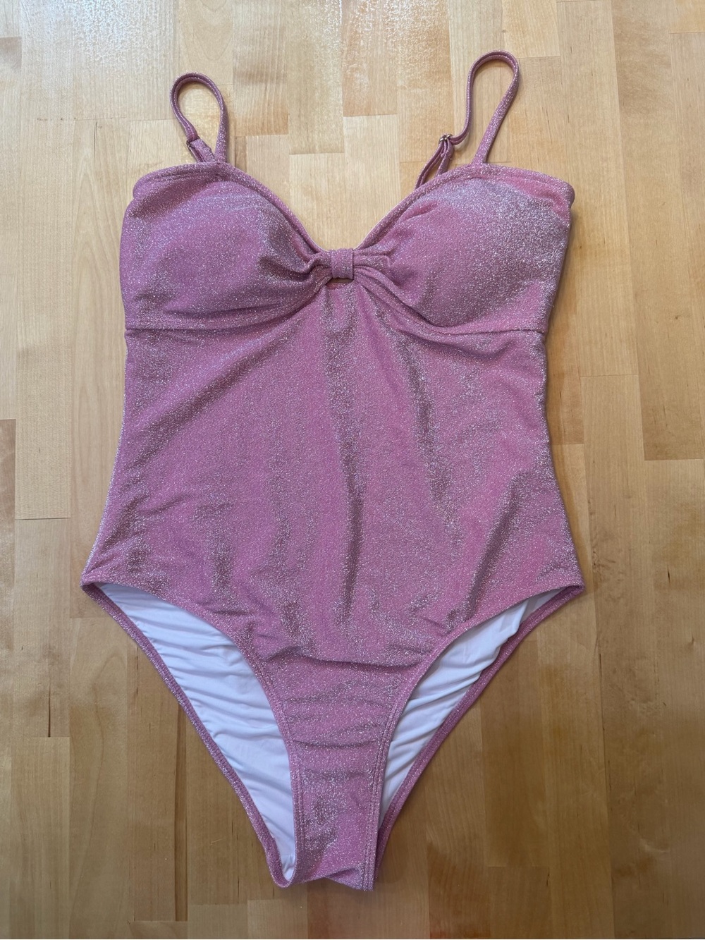 Betsey Johnson Barbie Pink Metallic Glitter Shimmer One Piece Swimsuit
